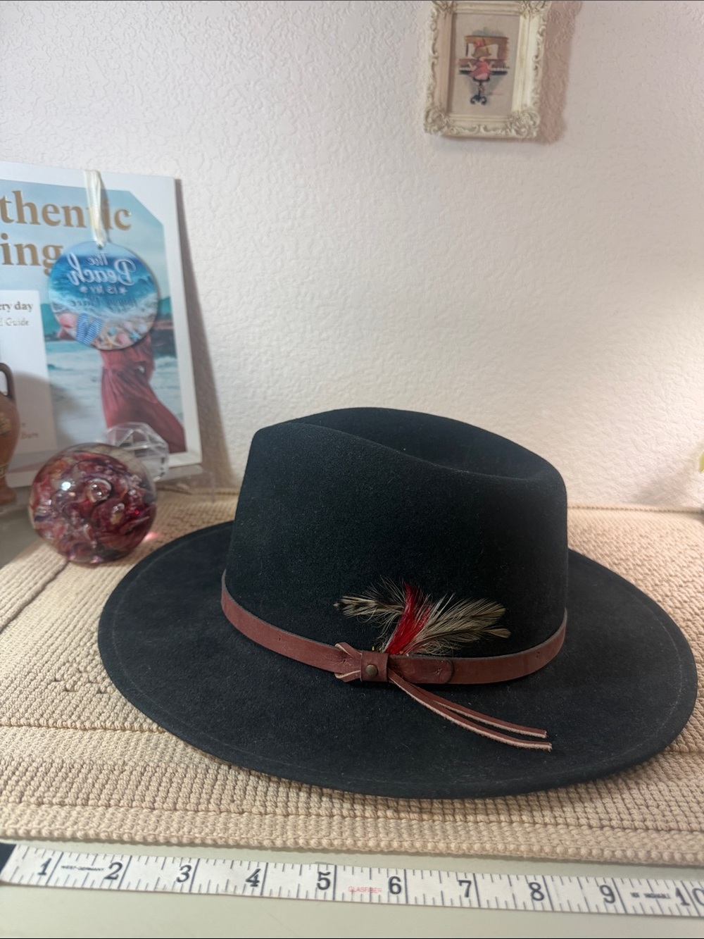 Dorfman Pacific Black 100% Wool Felt Western Fedora Hat Made USA Large